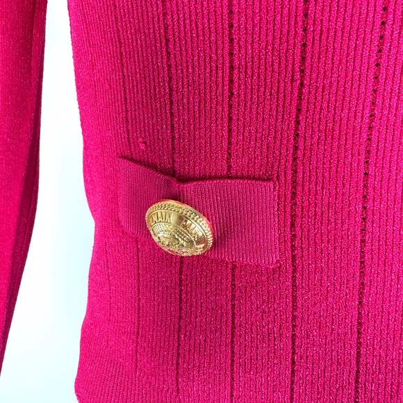 Balmain Long Sleeved V Neck Knit Pink Cardigan Button Top 38 6 - Picture 5 of 13